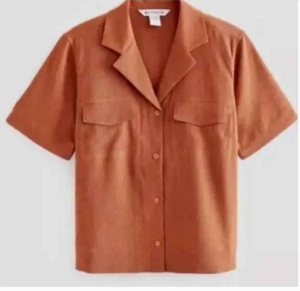 ATHLTEA NWT Echo Button Down Collared Top in Orange // XL